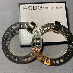 BCBGenetation “Don’t look back” hoop earrings NWT